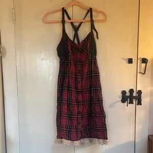 Free People Red and Black Leather Strap Dress